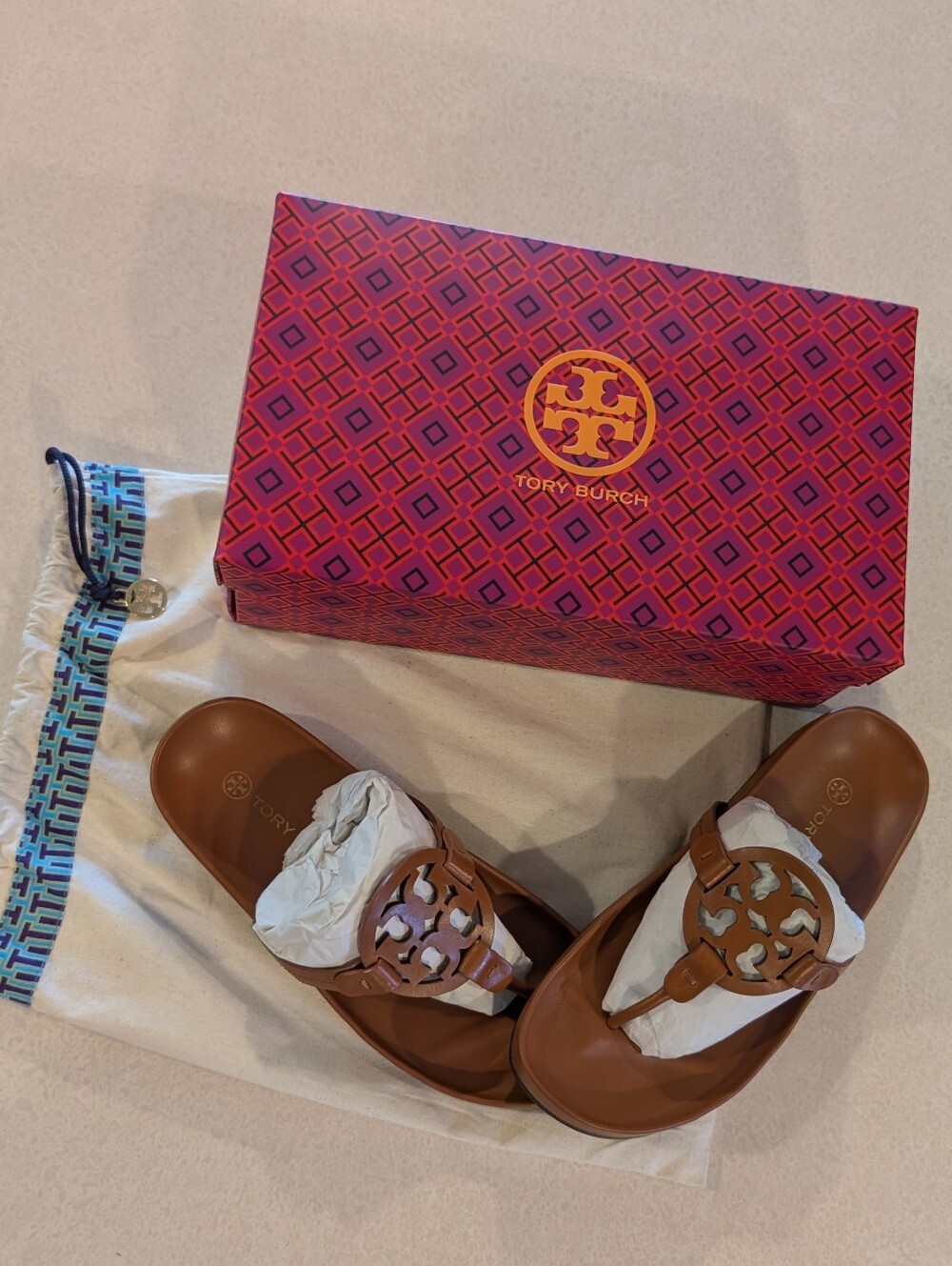 Tory Burch Miller Sandal Aged Carmello- Brown